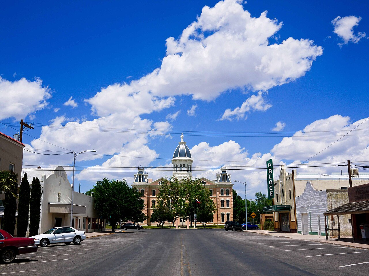 Downtown Marfa and the Presidio County Courthouse