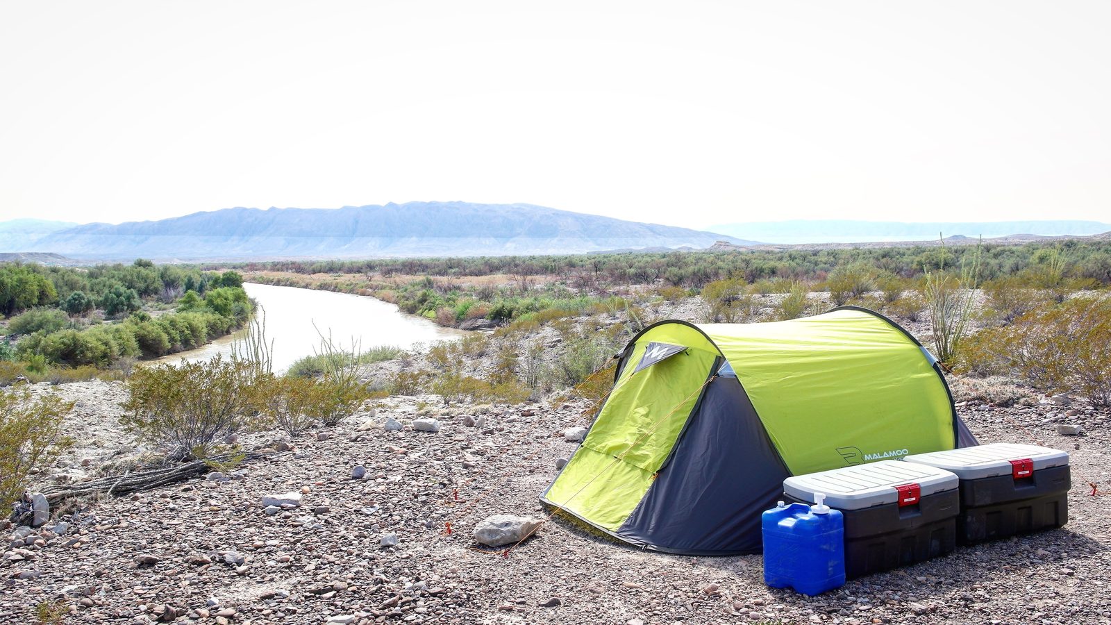 Camp setup at La Clocha overlooking the Rio Grande